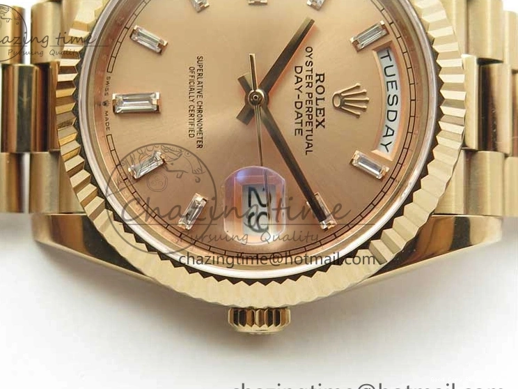 Good Copy Rolex Watches RG Popular RG Bracelet T on New 228239 BP Dial 2834 Markers Version 40mm RG Day-Date President Dial 904 A Crystal 0111